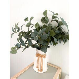 Faux Eucalyptus Plant Ceramic Potted Artificial Decor Cottagecore Farmhouse